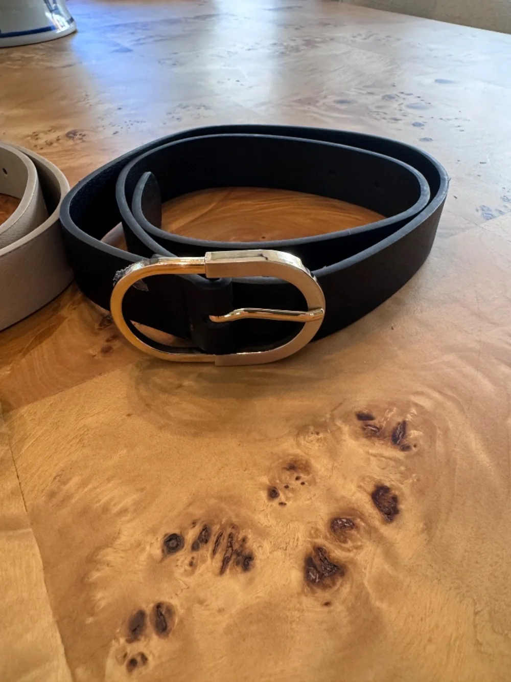 2 Pack Belts- Brown and Cream with Gold Hardware